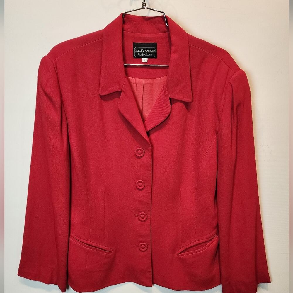Carol‎ Anderson Red Blazer Jacket Vintage 90's Suit Jacket Women's Size 12